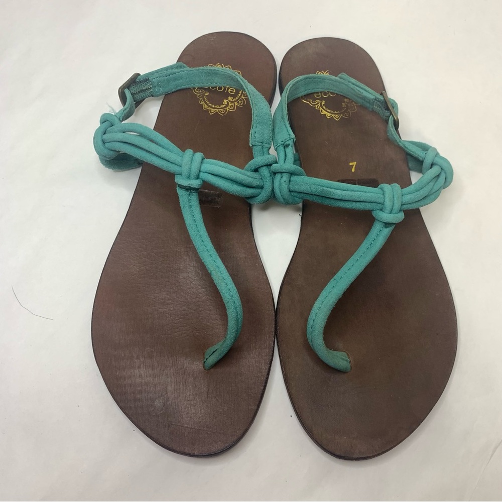 Ecote Boho Leather Rope Sandals Teal